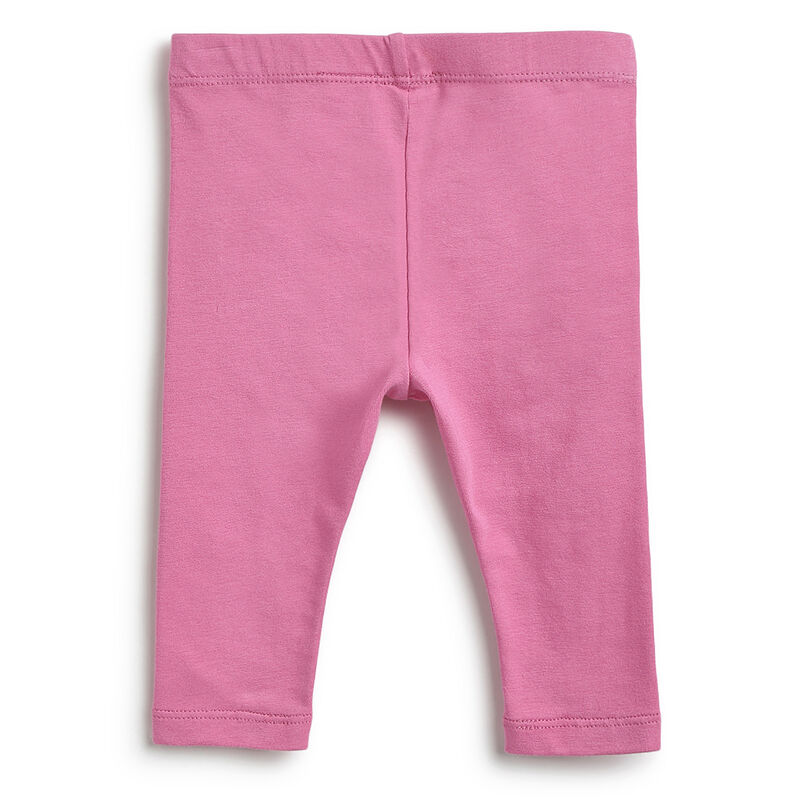 Girls Dark Pink Short Sleeve T-shirt with Leggings image number 3